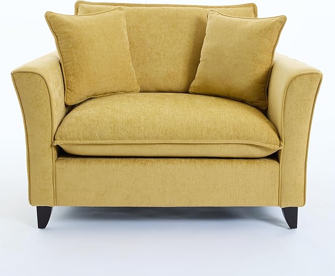 Merax Chenille Oversized Accent Chair - 46.9”W Big Comfy Reading Chair Modular Cloud Chair Cozy Armchair for Living Room Bedroom Kids Room Family Room Reading Nook Yellow