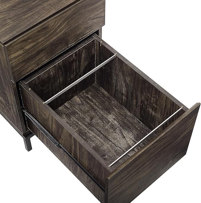 Crosley Furniture Jacobsen File Cabinet for Home Office Organization and Filing Storage Brown