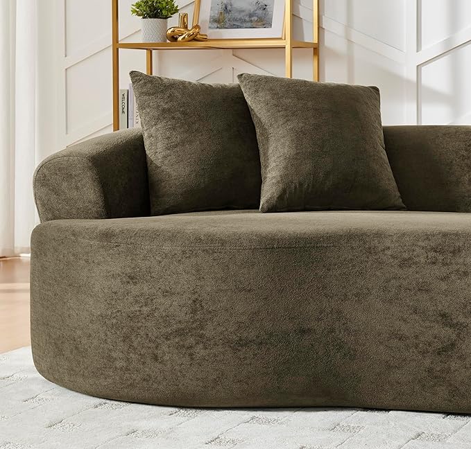Curved Boneless Sofa Couches 4-Seat Tight Backrest Couch for Living Room Bedroom Boneless Cloud Sofa with 4 Pillows Floor Sofa in A Box No Assembly Required