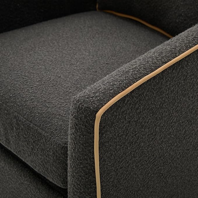 Christopher Knight Home Arlo 360° Swivel Accent Chair for Living Room Bouclé Upholstered Rotating Lounge Chair Indoor Barrel Swivel Chair with Iron Frame Curved Armrest and Padded Seat Dark Grey