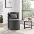Swivel Accent ChairVelvet Round Storage Sofa Club Upholstered Barrel Modern Arm Chair for Nursery Living Room Hotel Bedroom Office Lounge Hotel Office (Gray)