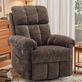 Recliner Chair Swivel Rocker Recliner Chair for Adults Small Recliners for Small Spaces Upholstered Manual Recliner with Side Pockets Nursery Rocking Chair for Living Room Chenille Brown