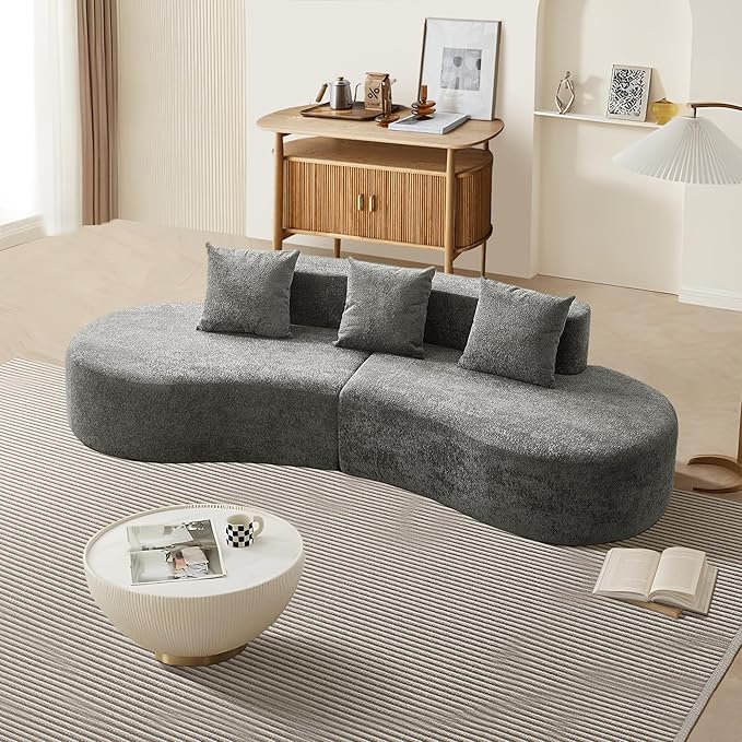 109 Modern Curved Sofa Raindrop Velvet Fabric 5 Seater Curved Shaped Sectional Couch for Living Room Bedroom Office No Assembly