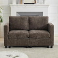 58'' Modular Sectional Loveseat Sofa Modern Love Seat 2 Seater Sofa Couch with Storage Chenille Modular Sectional Couch for Living Room Bedroom Office Small Apartment Brown