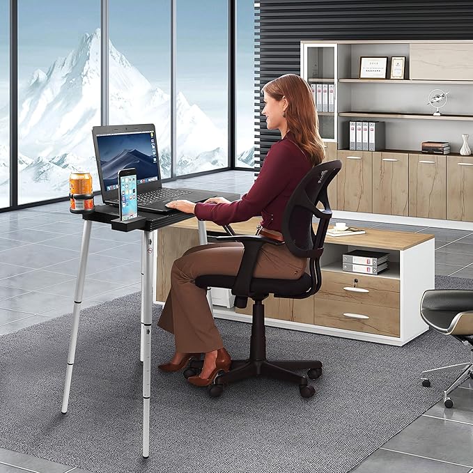 Portable Laptop Computer Stand Desk Table Compact Foldable Lightweight 3 lbs  Adjustable Height 19-29 inches For Remote Work Travel Home Office School