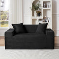 61 Cloud Loveseat Sofa with Cup Holder &amp Side Pocket Corduroy 2 Seater Sofa for Small Spaces Boneless Floor Sofa Couch with Pillow for Living Room Bedroom Apartment (Black Loveseat Sofa) | N