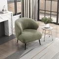 Lexicon Modern Accent Chair Boucle Fabric Upholstered Single Sofa Chair with Curved Back for Living Room/Bedroom/Office/Apartment Green