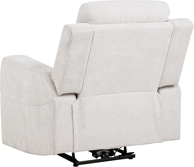 Coaster Home Furnishings - Kennett - Chenille Upholstered Power Recliner Chair with Push-Button Mechanism Built-in Ports Padded Headrest - Living Room - Ivory - 610153P