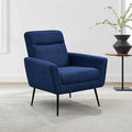 Mid Century Modern Upholstered Fabric Accent Chair Living Room Bedroom Leisure Single Sofa Chairwith Metal Legs TV armrest seat Suitable for Small Space Home Office Coffee ChairDark Blue