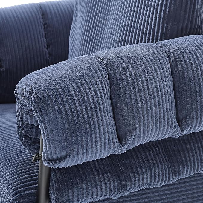 YITAI Modern Upholstered Velvet Accent Set of 2Comfy Lounge Sofa Fabric Large Arm Chair with Soft Pillow Metal Frame Reading Chair for Living Room Bedroom Balcony Blue