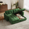 84 Oversized Sectional Chaise with Storage Large Chaise Lounge with Adjustable Armrest Chenille Cloud Couches for Living Room Apartment Home Theater Green