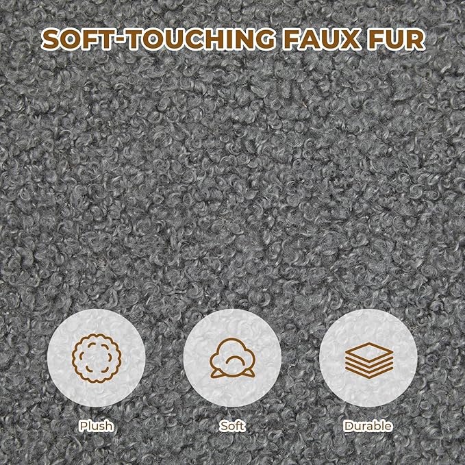 Furnimart 63 Loveseat Couch Modern Deep Seat Sofa for Living Room Comfy Love Seat Couches for Small Spaces Removable Sofa Cover Small Two Seater Couch for Bedroom Office Faux Fur Dark Grey