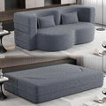 Floor Sofa Futon Cloud Couch Convertible Sofa Bed with 2 Pillows Teddy Fabric Foam-Filled Loveseat Sleeper Sofa Couches for Living Room 15 Full Size Folding Mattress No Assembly Required(Grey)