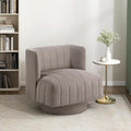Modern Swivel Chair: Luxury Textured Fabric Contemporary Barrel Back Design for Living Room (Taupe)