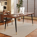 Solid Wood Desk 55 inches Home Office Computer Desk Wooden Rustic Writing Desk Metal Modern Simple Design Executive Real Wood Desk(Walnut)