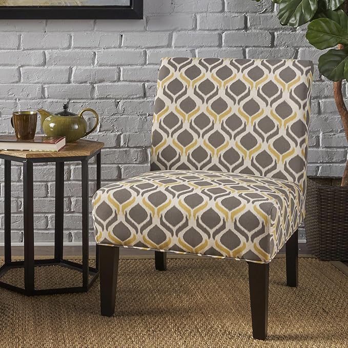 Christopher Knight Home Kassi Fabric Dining Chair Yellow / Gray
