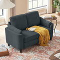 Small Loveseat Sofa60 Modern Love Seat Couch with Back Cushions and Wood Legs 2 Seater Mid Century Couches for Living Room Bedroom Small Spaces(Darkgrey)