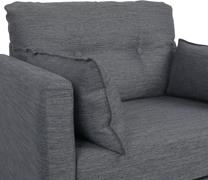 GDFStudio Tufted Club Chair Accent Armchair Accent Arm Reading Chair for Living Room Upholstered Button Armchair Lounge Chair with Comfy Cushion Wooden Leg for Bedroom Office Charcoal Grey