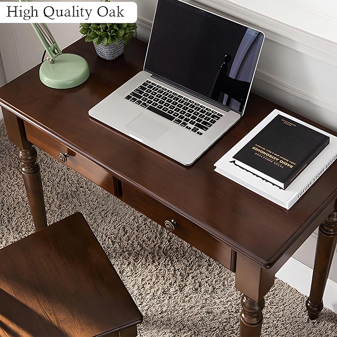 Mid Century Desk with 2 Storage Drawers Modern Writing Study Desk with Rubber Wood Legs32 inch Versatile Home Office Study Desk for Small Space Vanity Table for Bedroom