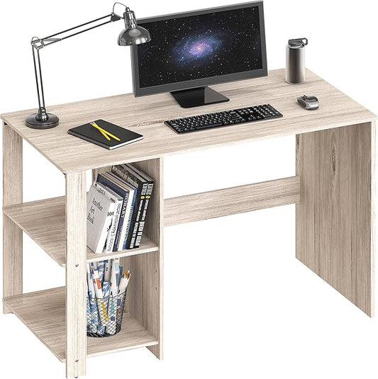 SHW 38-Inch Home Office Computer Desk with Shelves Maple