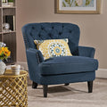 Merax Modern Accent Chair Upholstered Living Room Armchair Comfy Reading Chair Mid Century Chair for Living Room Bedroom Navy Blue