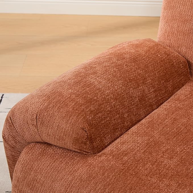 Chenille Oversized Armchair 42 Wide Upholstered Accent Chairs with Ergonomic Design Lazy Comfy Reading Lounge Chair with Deep Seats for Living Room Bedroom Dorms (Orange)