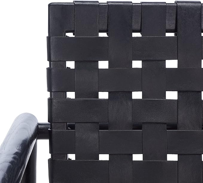 SAFAVIEH Home Collection Bellona Black Leather Woven Accent Chair (Fully Assembled)