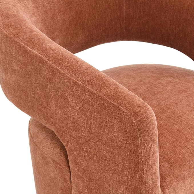 Furniture of America Arina Modern Fabric 25.6-inch Accent Chair with Barrel-Back Design Rounded Seat Pedestal-Style Base and Casters for Living Room Rustic Orange