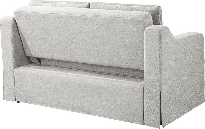 Serta Hawthorne 66.1 Slipcovered Convertible Sleeper Loveseat Full Size Dreamcoil Comfort FingerGuard Pinch Point Protection Polyester Tweed Fabric Linen