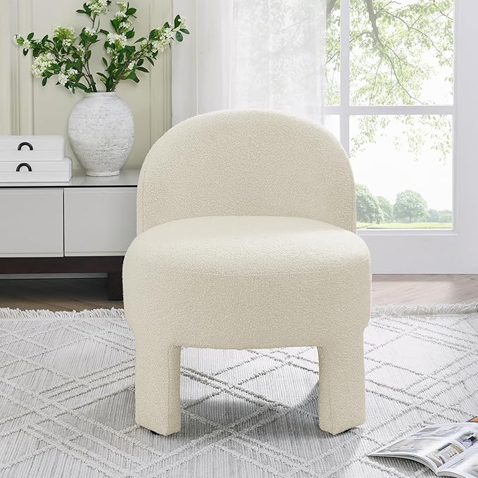 Hoop Gauze Lounge Chair with sof Cushion and backrest Need to be Assembled Suitable for Living room'bedroomldining Room Beige(24.5 28.75 28.75)