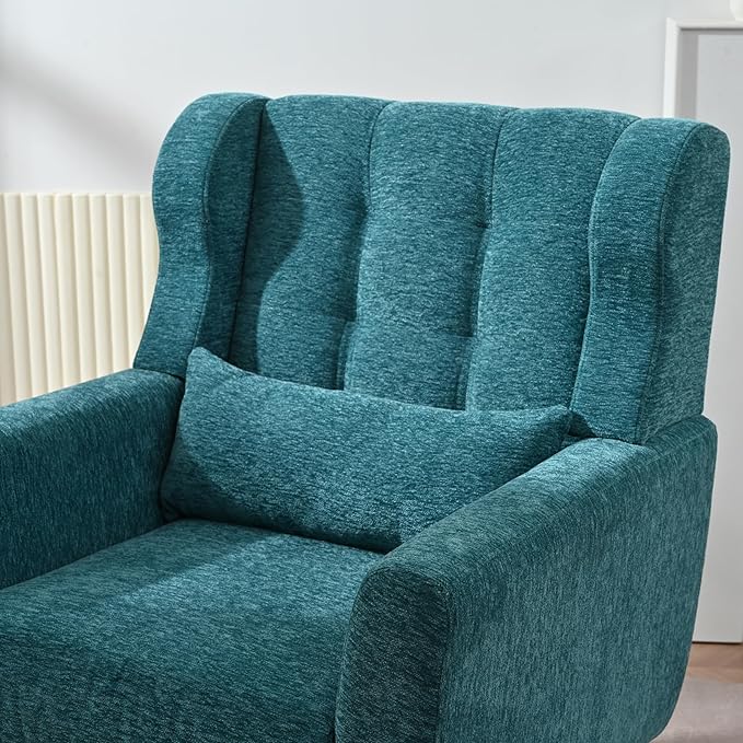 Bellemave Modern Accent ChairChenille Fabric Reading Living Room Side ChairSingle Sofa with Wood Legs Armchair for Living Room Bedroom(Teal)