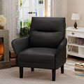 ALISH Mid-Century Accent ChairUphsoltered Modern Armchair Side Chairs with Wood LegsFaux Suede Single Sofa Chair for Living Room Bedroom (Black Set of 1)