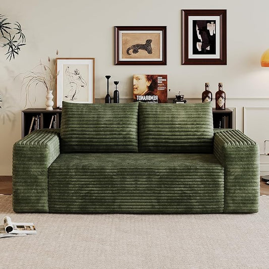 71 Cloud Loveseat Boneless Sofa Couch in a Box Green 3 Seater Foam Compression for Small CouchesApartmentLiving Room Bedroom Meeting Room ApartmentDorm No Assembly Required