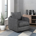 Lexicon Modern Pinstripe Swivel Accent Chair - 360 Degree Swivel Chair with Removable Back Cushion Cover Pillow Sturdy Round Metal Base for Living Room/Apartment/Nursery Black with White Stripe