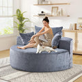Modern Round Accent Sofa Chair for Living Room Upholstered Chenille Barrel Lounge Arm Chair with Large seat&ampThrow Pillows for Bedroom Office Apartment Grey