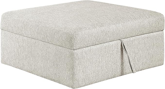 Lexicon 41 W Storage Ottoman with Casters Textured Microfiber Upholstered Square Ottoman Foot Stool Foot Rest for Living Room Module for Sectional Couch No Assembly Required Microfiber Beige