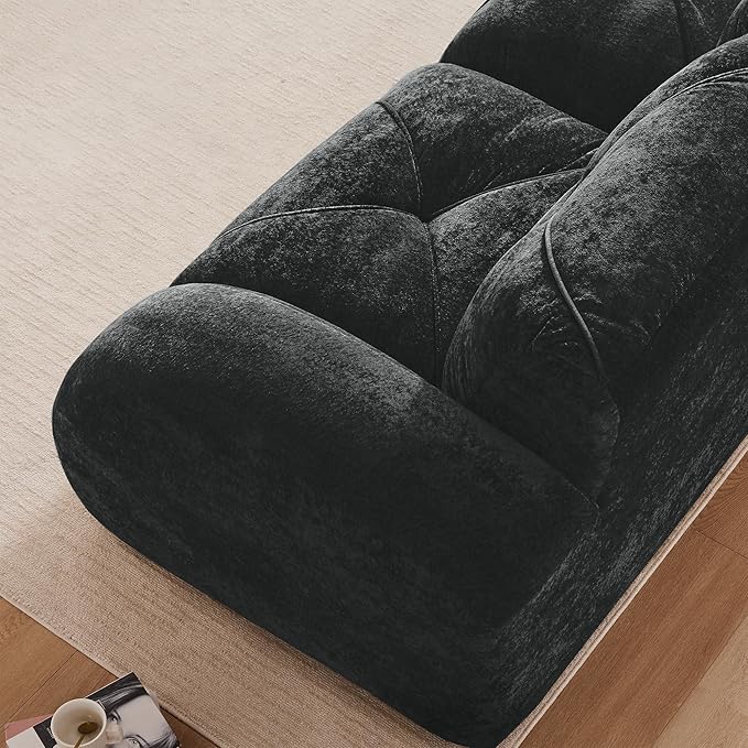 110-Inch Cloud Sectional Couches L-Shaped 4 Seat Boneless Modular Sofa with Ottoman Velvet Tufted Upholstered Boneless Couch Floor Full Foam Sofas for Living Room
