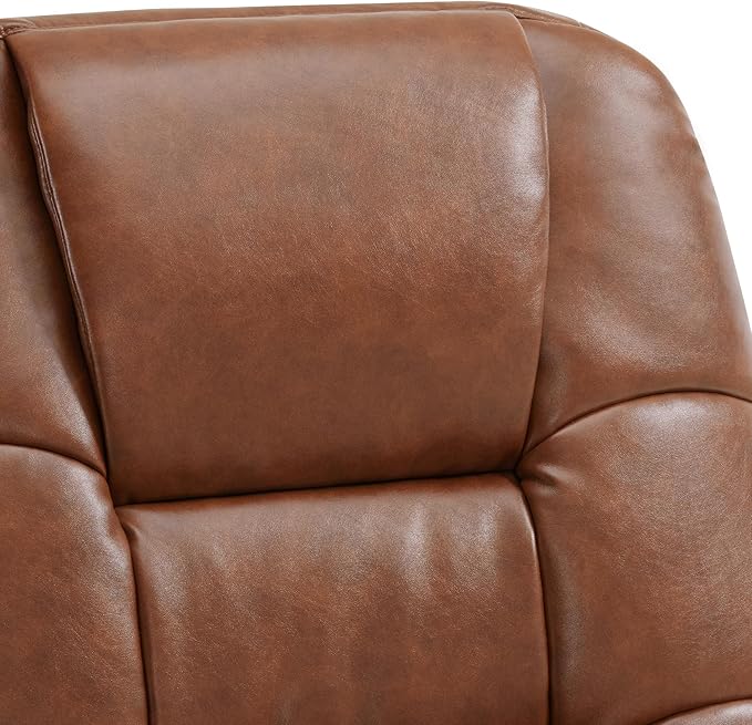 MCombo Swivel Glider Recliner with Ottoman Reclining Chair with Adjustable Back Faux Leather Upholstered Lounge Chair for Living Room Bedroom 4800 (Brown)