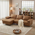 100.8''Sectional Couches for Living Room L Shaped Couch Faux Leather Couch Modular Sofa with Chaise and Back Cushions for BedroomApartment(Brown 100.8'')