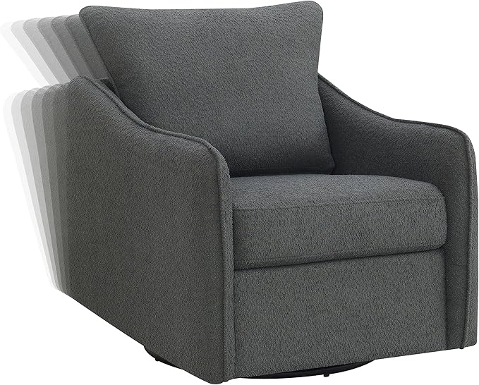 Coaster Home Furnishings - Madia - Upholstered Accent Chair with Sloped Arms 360-Degree Swivel Base and Padded Cushion - Living Room - Charcoal - 903393
