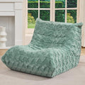 Bean Bag Chairs for Adults Giant Bean Bag Chair Memory Foam BeanBag Chair Bean Bag Sofa with Filler Faux Fur Fireside Beanbags Lazy Sofa for Living Room Bedroom Office (Green Chevron Single)