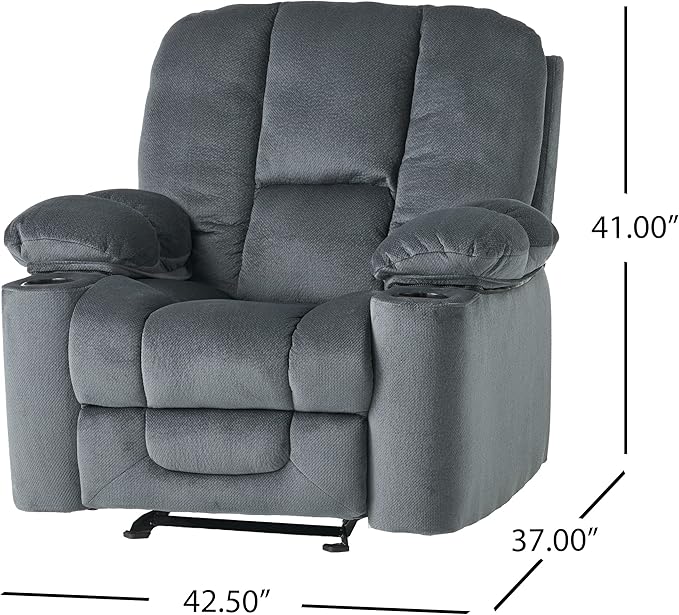 Christopher Knight Home Gannon Fabric Gliding Recliner Steel 38.5D x 42.5W x 41H in