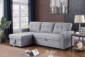 ERYE 82-inch Pull Out Sleeper Couch Bed L-Shaped Reversible Sleeper Sectional Sofa Linen Blend Tufted Upholstered Corner Convertible Sofa Bed with Storage Chaise