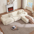 CHITA Modular L-Shaped Sectional Sofa Deep Seat Modern Comfy Couches for Living Room Oversized Boneless Sofas with Large Ottoman No Assembly Required Chenille in Cream