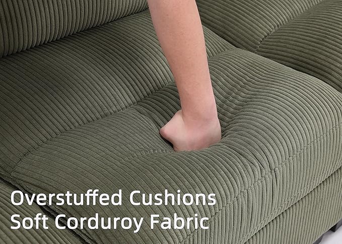 CANMOV Modular Sectional Couches with Ottoman Convertible U Shaped Sofa Couch 7 Seat Sofa with Chaise for Living RoomCorduroy Couch Green