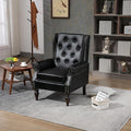 Bellemave Mid Century Wingback Chair PU Leather Button Tufted Upholstered Accent Armchair with Wood Legs Modern Living Room Chairs with High Back Leisure Single Sofa Chair for BedroomClub（Black）