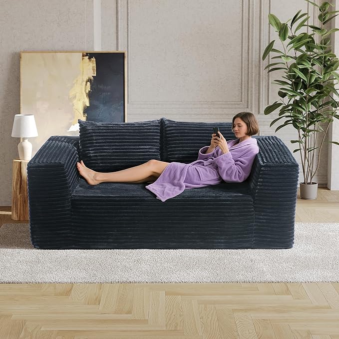 Sofa 71 Loveseat Sofa-in-a-Box Deep Seat Couch No Assembly Required Comfy Plush Corduroy for Living Room Bedroom Office