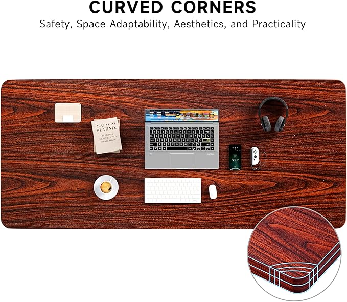 BIZUM Whole-Piece Particle Board Table Top Wood Countertop for Standing Desk DIY 63x28x1 Inch Mahogany Desk Top