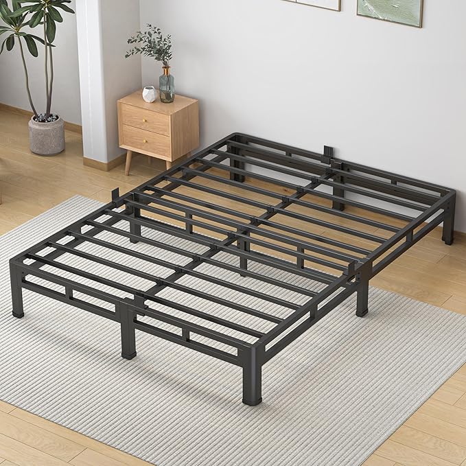 NKZ 10 Inch Full Size Bed Frame Metal Bed Frame &amp Box Spring 2 in 1 Platform with Round Corner Legs 4000lbs Weight Capacity Reinforced Low Profile Metal Frame Noise-Free Easy Assembly