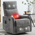 Small Swivel Rocker Recliner Chair for Nursery Heat &amp Massage Manual Upholstered 360° Fabric Glider Chair Small Recliners for Small Spaces Living Room (Dark Grey)